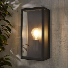 Zinc Thora Fixed Matt Anthracite Mains-powered Outdoor ON/OFF Wall light (Dia)16cm