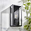 Zinc Thora Fixed Matt Black Mains-powered LED Outdoor Box Wall lantern (Dia)10cm
