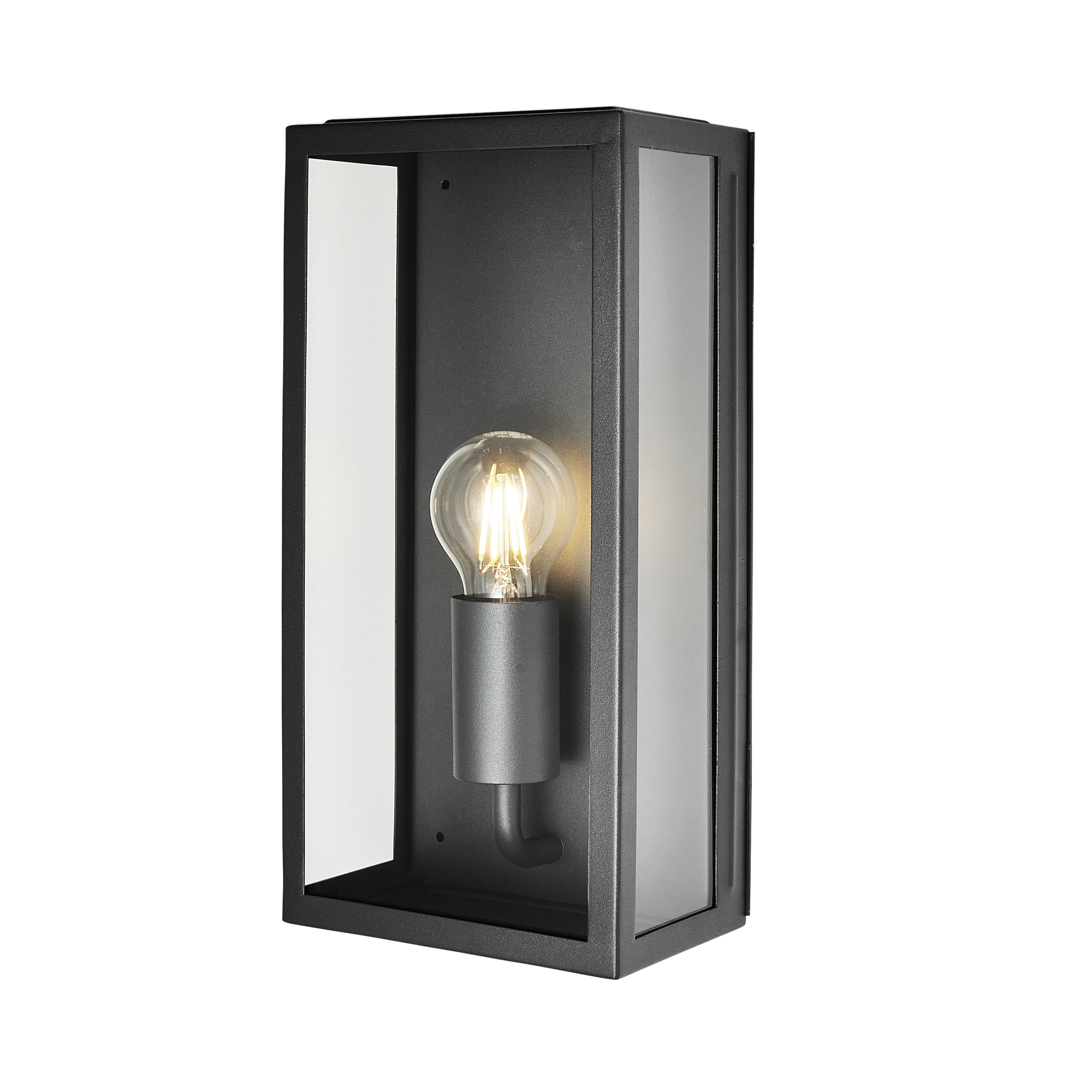Zinc Thora Fixed Matt Black Mains-powered Outdoor ON/OFF Wall light (Dia)16cm