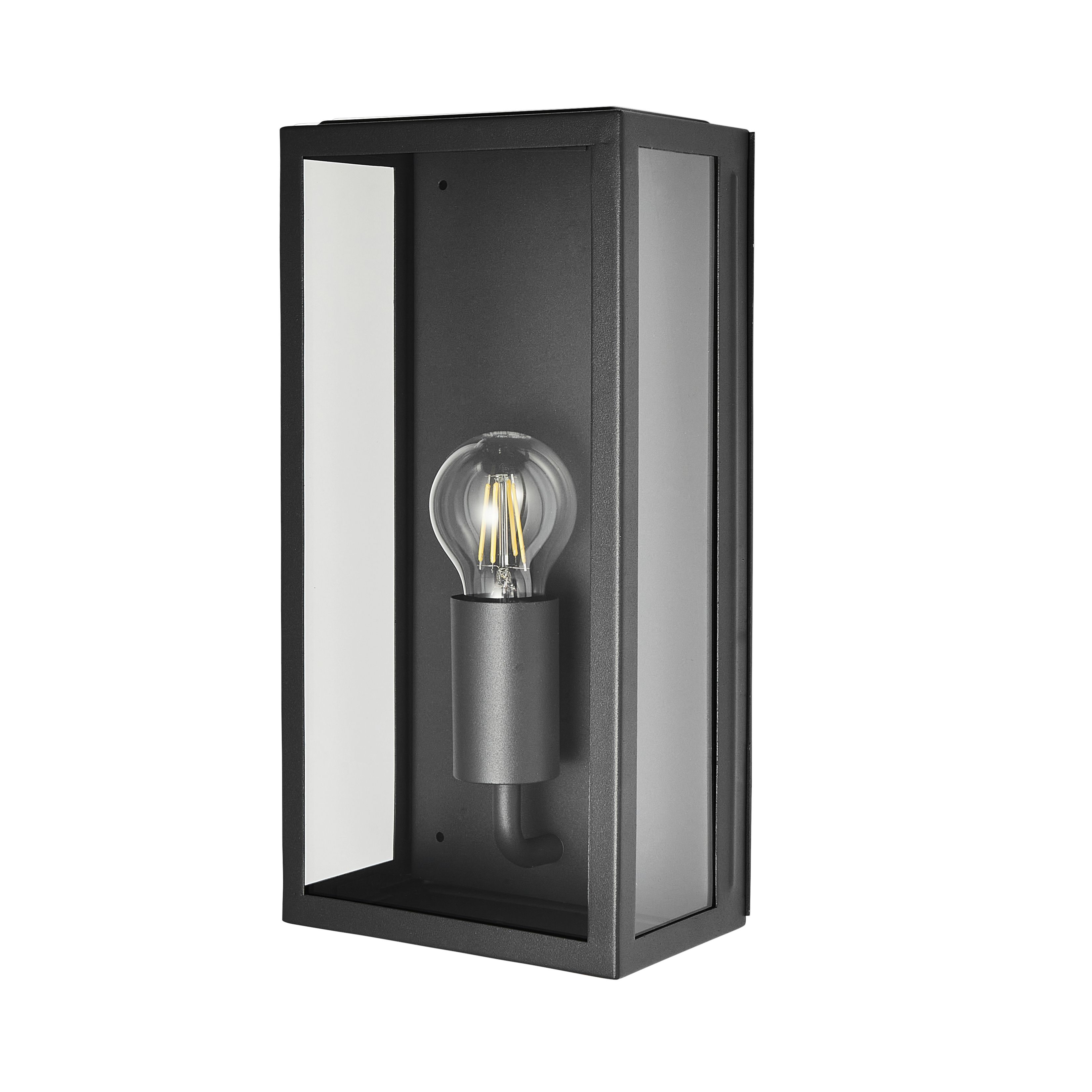 Zinc Thora Fixed Matt Black Mains-powered Outdoor ON/OFF Wall light (Dia)16cm