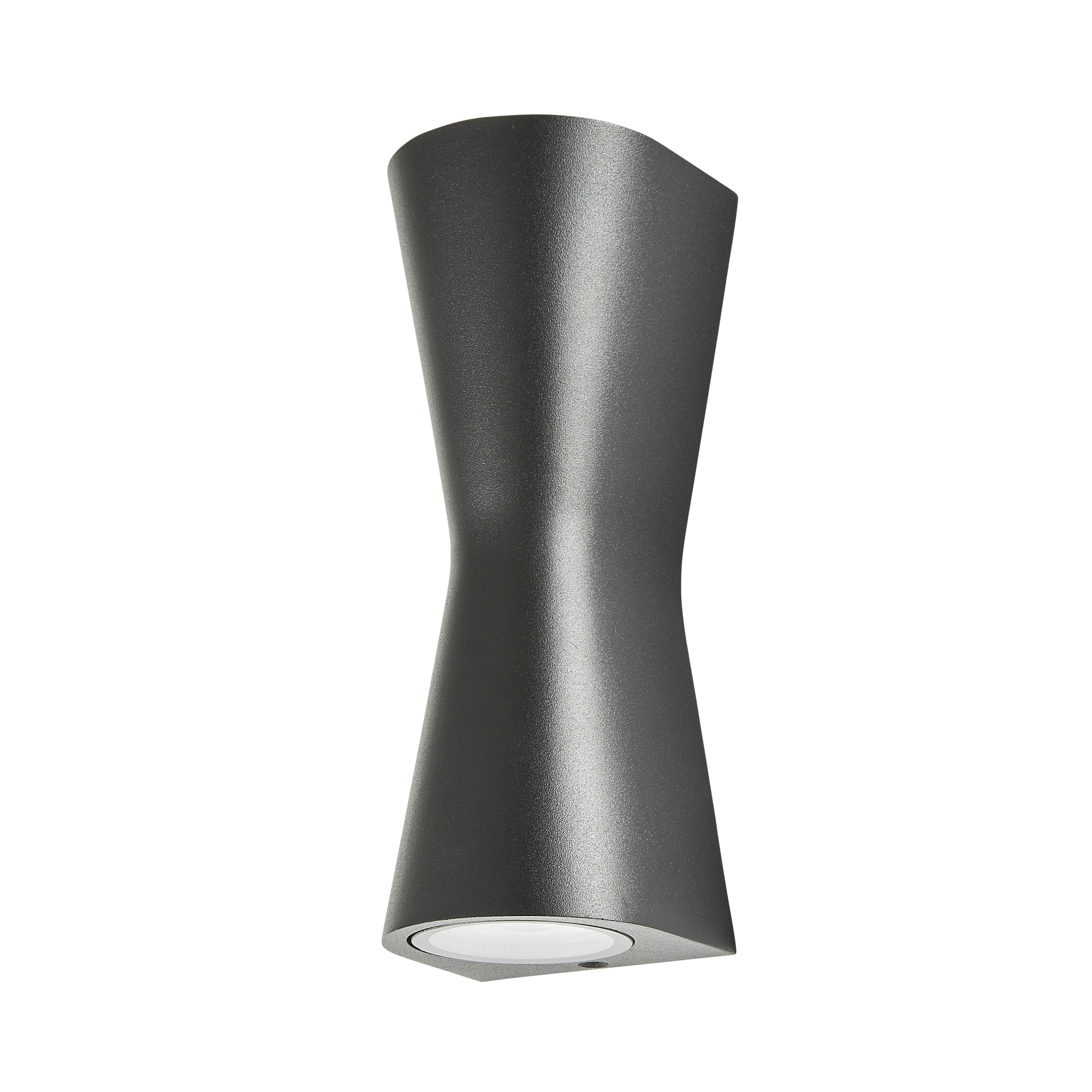 Zinc VANIR Fixed Matt Black Mains-powered LED Outdoor ON/OFF Wall light (Dia)8cm