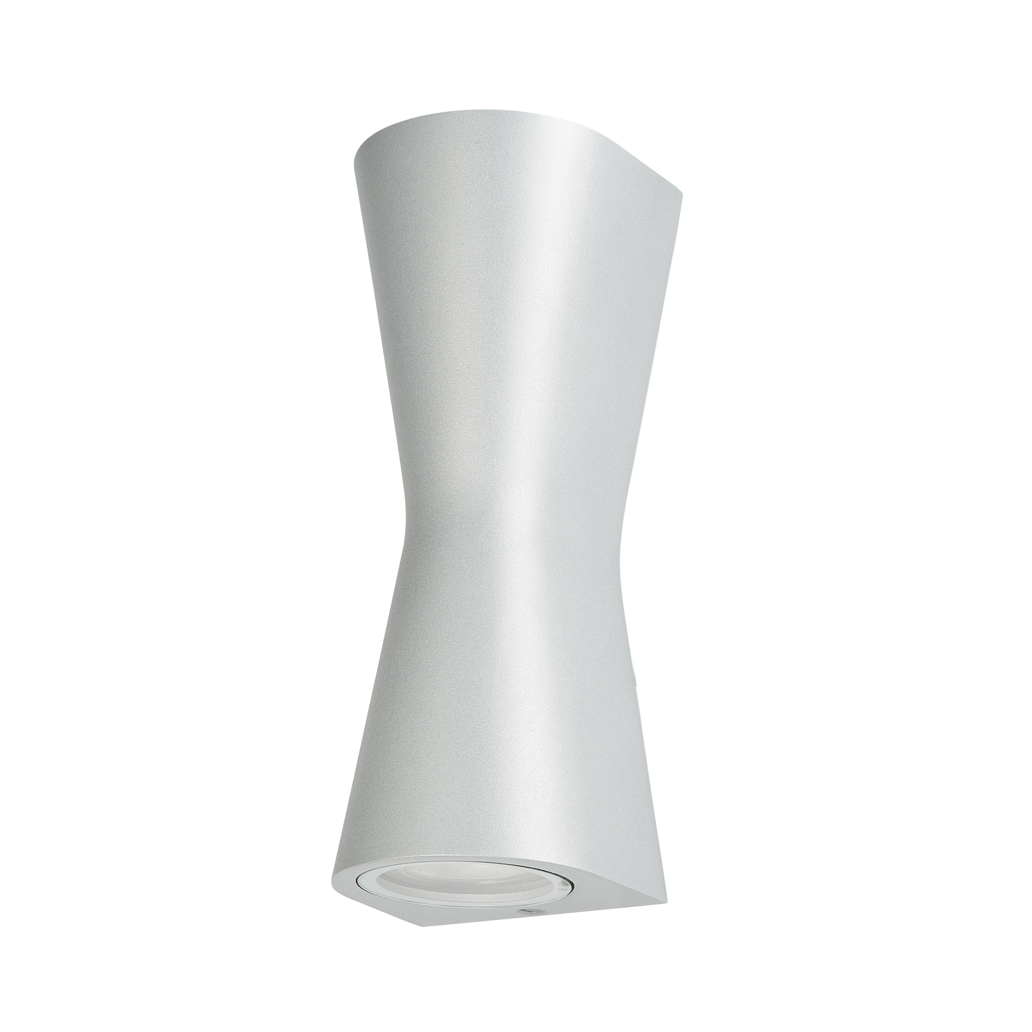Zinc Vanir Fixed Matt Silver effect Mains-powered Outdoor ON/OFF Wall light (Dia)8cm