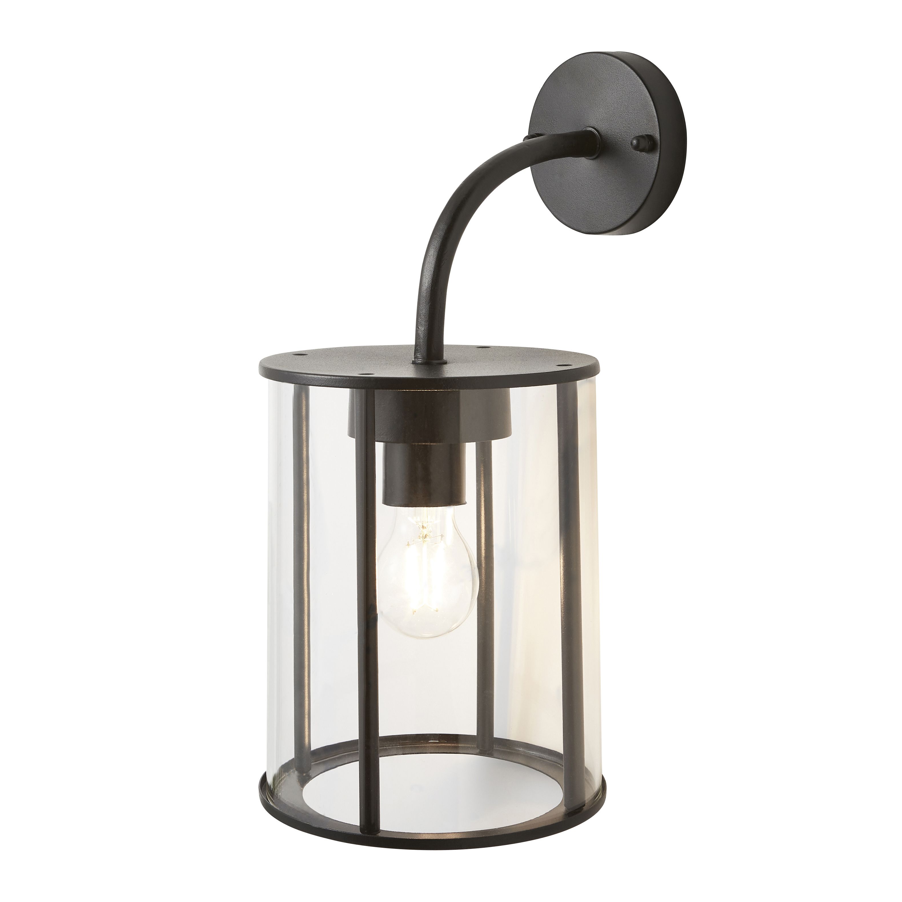 Zinc Wicklow Fixed Matt Black Mains-powered Outdoor ON/OFF Wall light (Dia)21cm