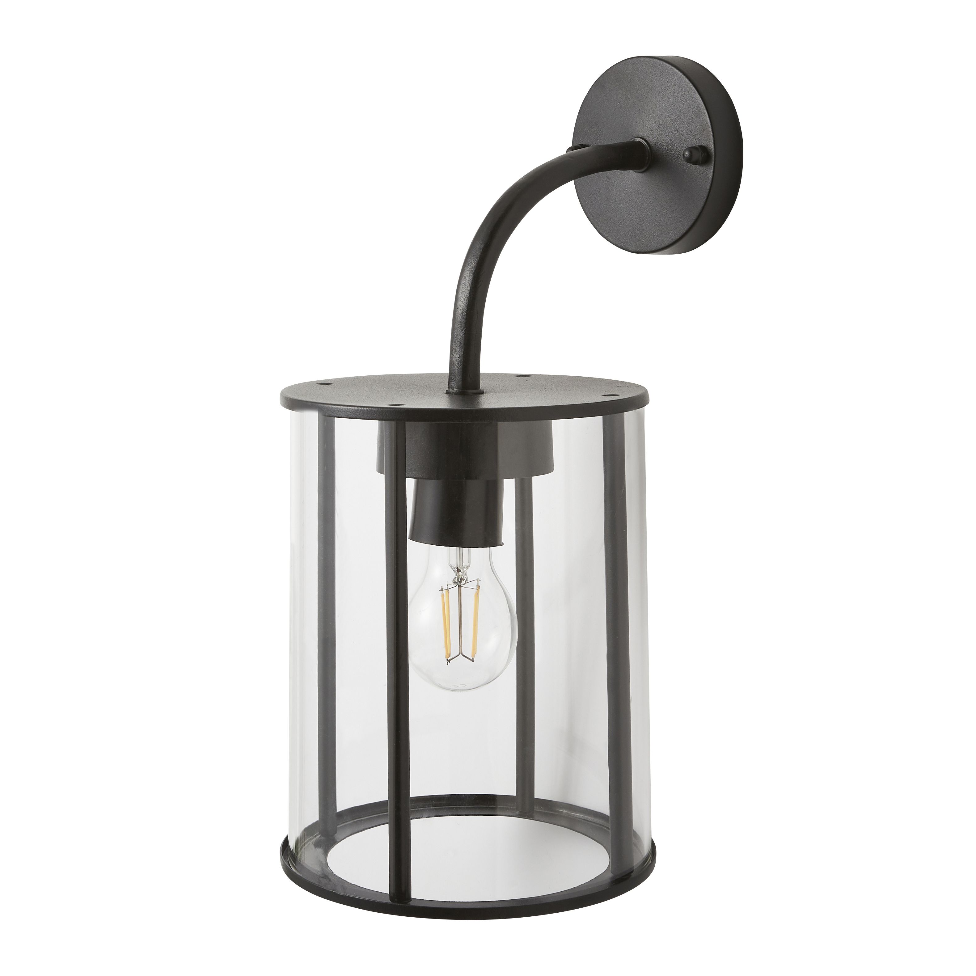 Zinc Wicklow Fixed Matt Black Mains-powered Outdoor ON/OFF Wall light (Dia)21cm