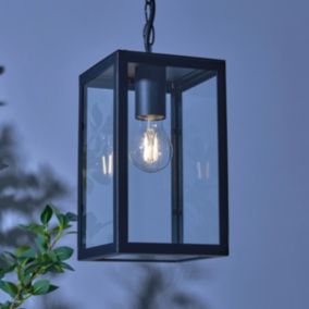 Zink Thora Black iron effect Pendant Outdoor lamp