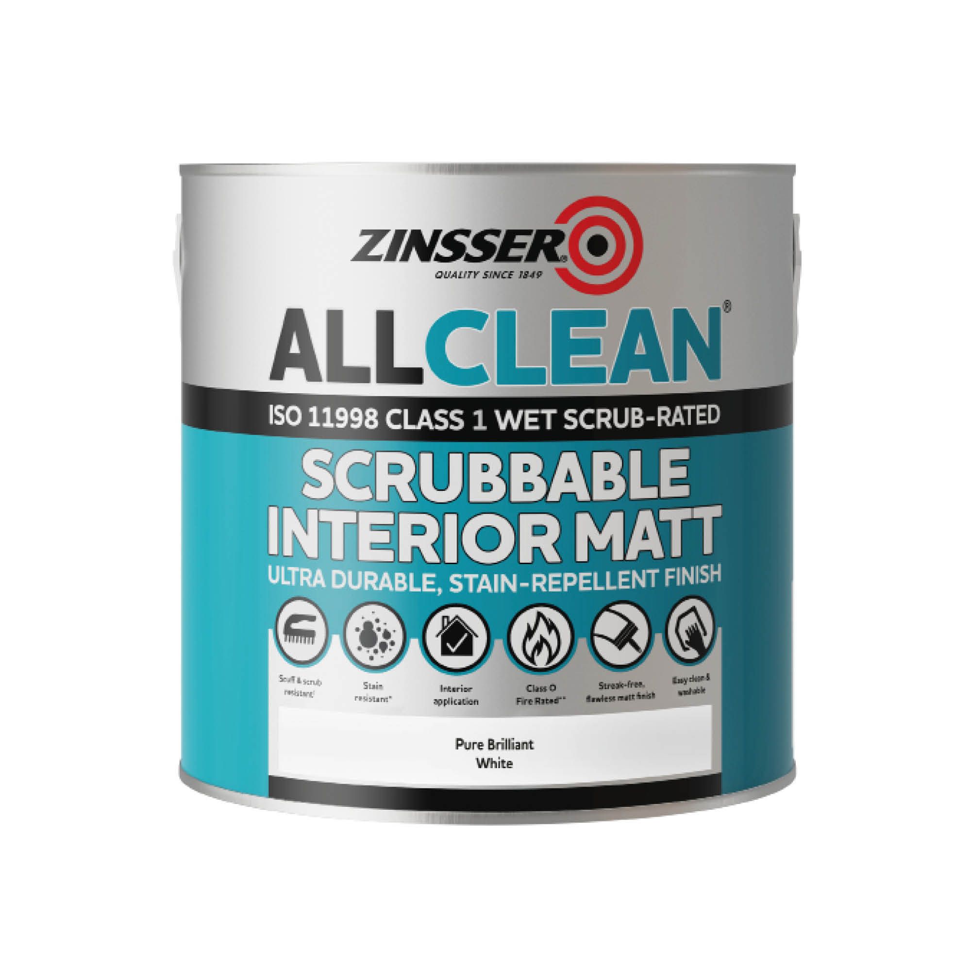 Zinsser AllClean White Matt Wall paint, 2.5L