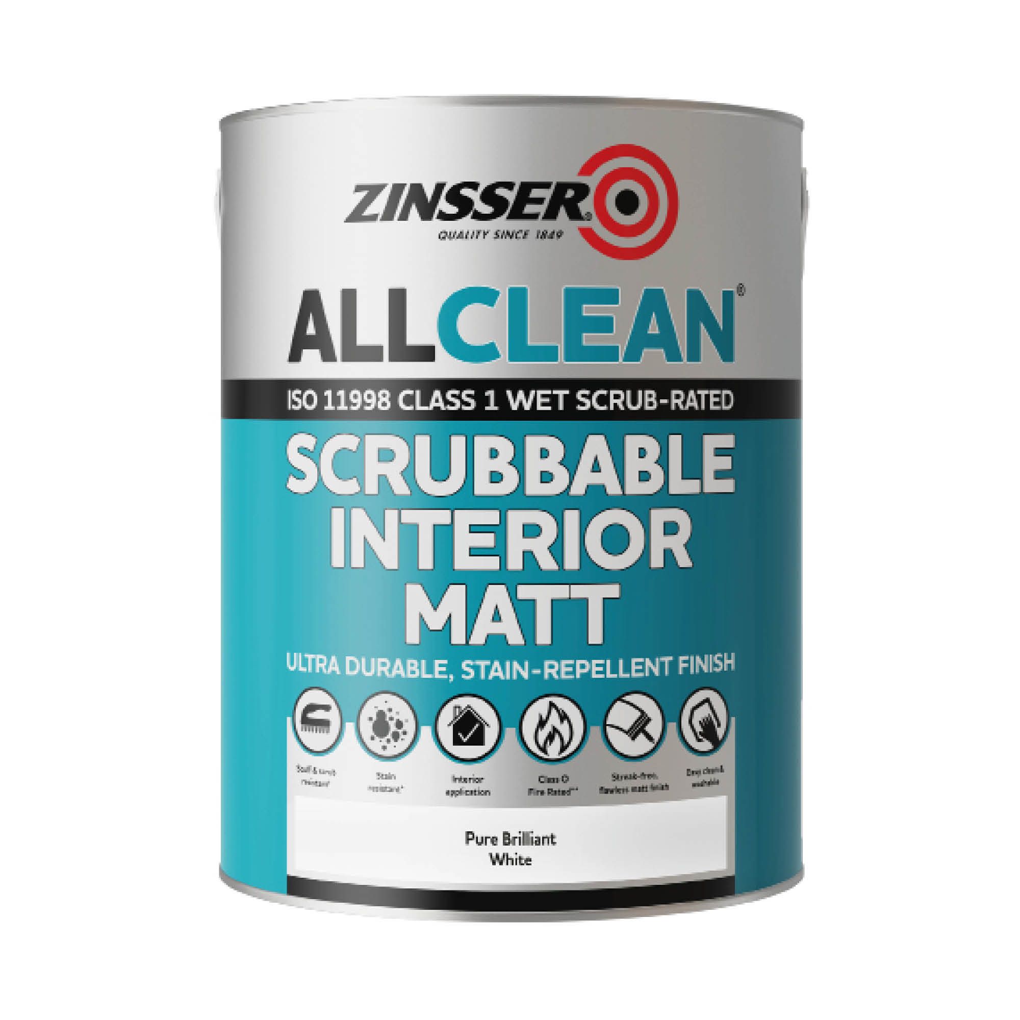 Zinsser AllClean White Matt Wall paint, 5L