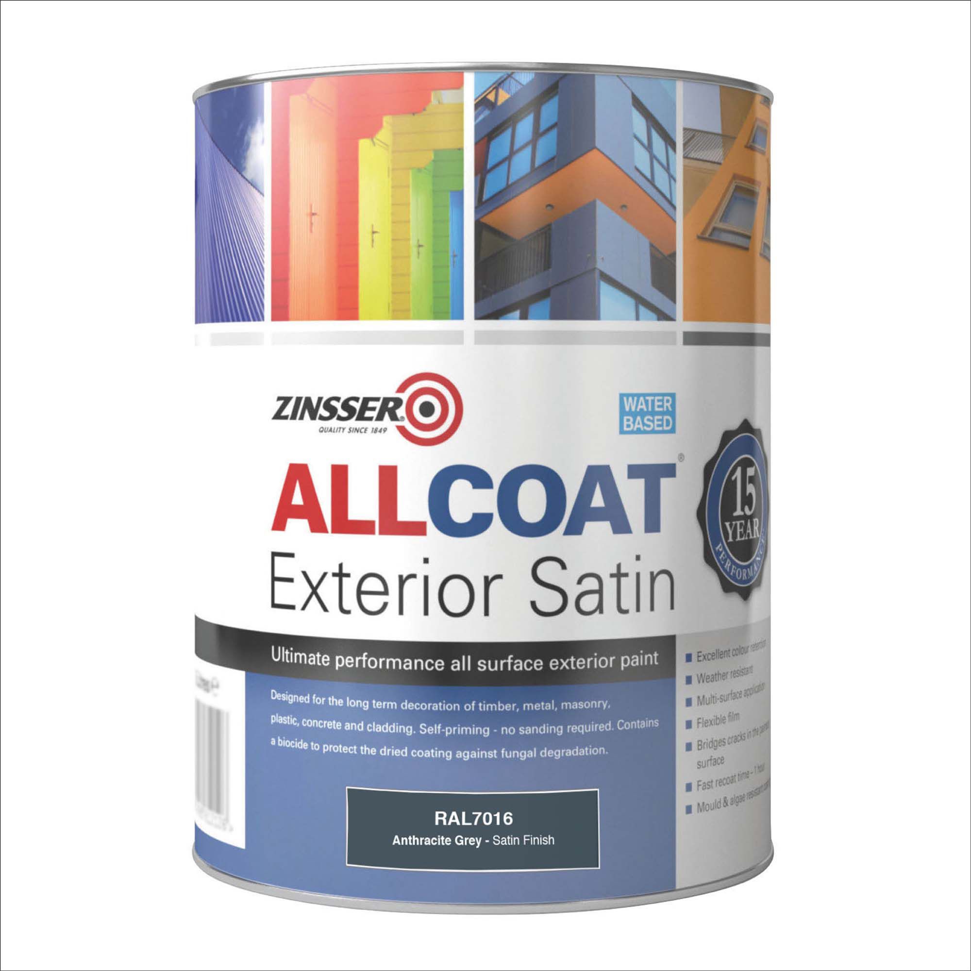 Zinsser AllCoat Anthracite Satinwood Multi-surface paint, 1L
