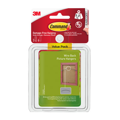 3M Command White Wire-Backed Picture Hanging Canvas Hanger (Holds)2.2Kg, Pack Of 3