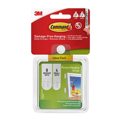 3M Command White Picture Hanging Adhesive Strip, Pack Of 12