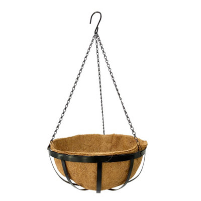 Panacea Banded Black Round Metal Hanging Basket, 40Cm