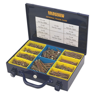 Goldscrew General Pz Flat Countersunk Carbon Steel Trade Case, Pack Of 1400