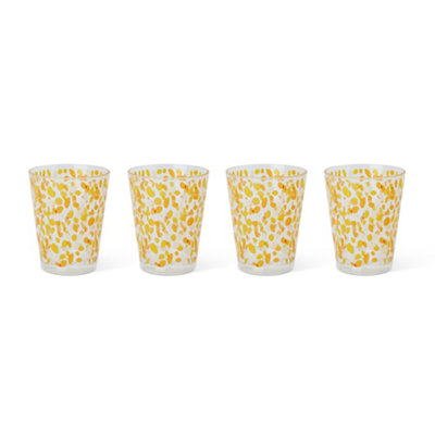 Manna Confetti Orange Plastic 450Ml Tumbler, Set Of 4