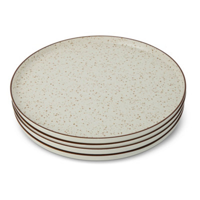 Manna Ecru Speckle Plastic Dinner Plate, Pack Of 4