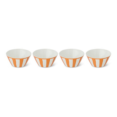 Manna Striped Orange Plastic Bowl Set Of 4