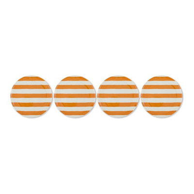 Manna Striped Patterned Orange Plastic 4 Piece Side Plate Set