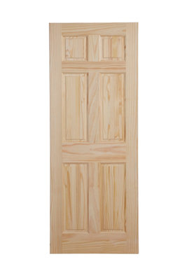 Fortia 6 Panel Unglazed Victorian Natural Pine Veneer Internal Timber Door, (H)2032Mm (W)813Mm (T)35Mm