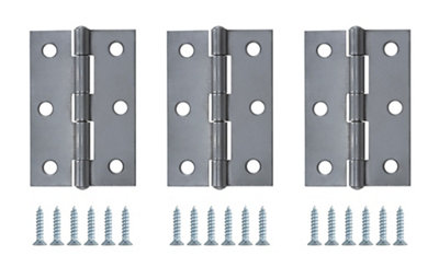 B&Q Chrome-Plated Steel Butt Door Hinge N172 (L)75Mm (W)75Mm, Pack Of 3