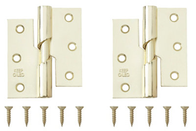 B&Q Brass-Plated Metal Left Butt Door Hinge N162 (L)75Mm (W)75Mm, Pack Of 2