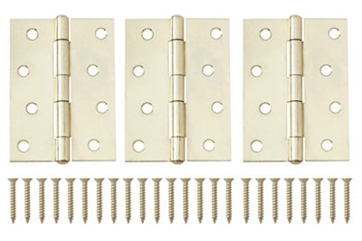 B&Q Brass-Plated Metal Butt Door Hinge N424 (L)100Mm (W)100Mm, Pack Of 3