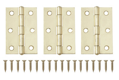 B&Q Brass-Plated Metal Butt Door Hinge N162 (L)75Mm (W)75Mm, Pack Of 3