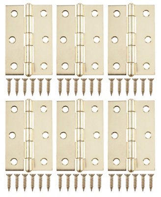 B&Q Brass-Plated Metal Butt Door Hinge N422 (L)75Mm (W)75Mm, Pack Of 6