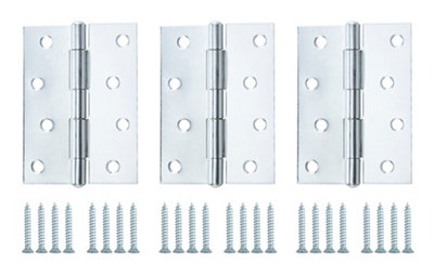 B&Q Zinc-Plated Metal Butt Door Hinge N440 (L)100Mm (W)100Mm, Pack Of 3