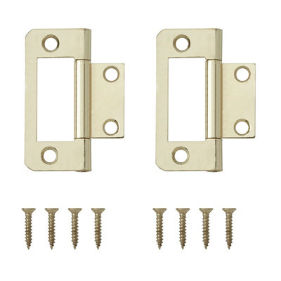B&Q Brass-Plated Metal Flush Door Hinge N162 (L)50Mm (W)50Mm, Pack Of 8