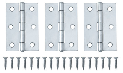 B&Q Chrome-Plated Metal Butt Door Hinge N166 (L)75Mm (W)75Mm, Pack Of 3