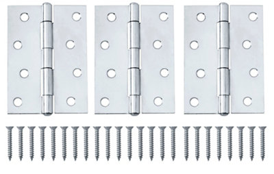 B&Q Chrome-Plated Metal Butt Door Hinge N429 (L)100Mm (W)100Mm, Pack Of 3