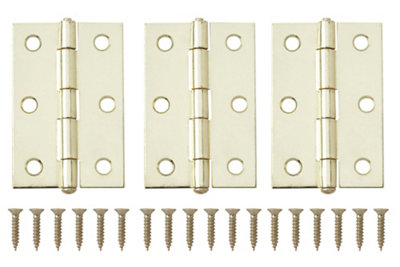 B&Q Brass-Plated Metal Butt Door Hinge N163 (L)75Mm (W)75Mm, Pack Of 3