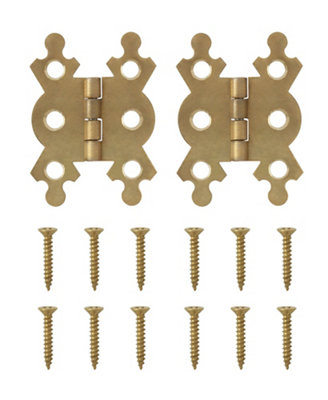 B&Q Brass-Plated Metal Flush Door Hinge No92 (L)40Mm (W)40Mm