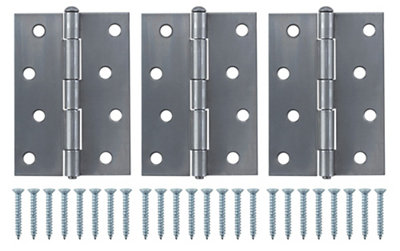B&Q Steel Butt Door Hinge N438 (L)100Mm (W)100Mm, Pack Of 3