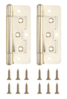 B&Q Brass-Plated Metal Flush Door Hinge N162 (L)100Mm (W)100Mm, Pack Of 2