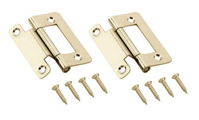 B&Q Brass-Plated Metal Flush Door Hinge N162 (L)50Mm (W)50Mm, Pack Of 2
