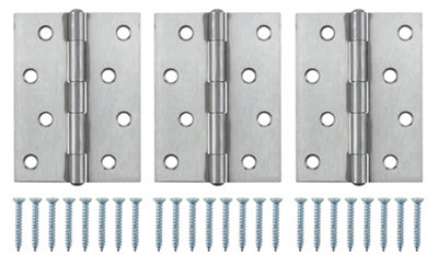 B&Q Stainless Steel Butt Door Hinge N432 (L)100Mm (W)100Mm, Pack Of 3
