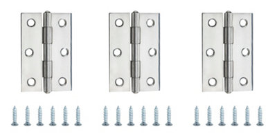 B&Q Stainless Steel Butt Door Hinge N169 (L)75Mm (W)75Mm, Pack Of 3