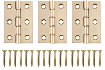 B&Q Brass-Plated Metal Butt Door Hinge N162 (L)75Mm, Pack Of 3