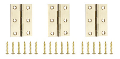 B&Q Polished Brass-Plated Metal Butt Door Hinge N162 (L)75Mm (W)75Mm, Pack Of 3