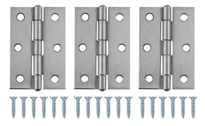 B&Q Stainless Steel Butt Door Hinge N168 (L)75Mm (W)75Mm, Pack Of 3