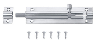 Smith & Locke Chrome-Plated Silver Brass Barrel Door Bolt N384 (L)102Mm (W)25Mm