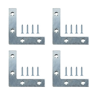 Diall Silver Effect Steel Corner Plate (L)75Mm (W)75Mm, Pack Of 4