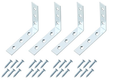 Diall Zinc-Plated Mild Steel Corner Bracket (H)1.5Mm (W)76.5Mm (L)75Mm, Pack Of 4