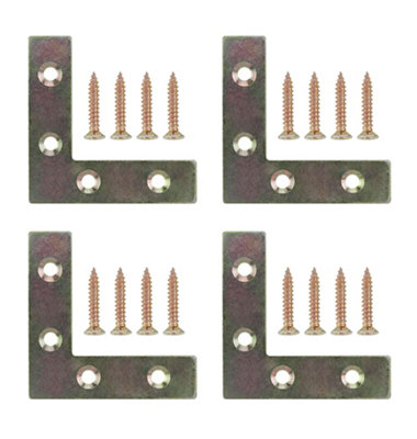 Diall Gold Effect Steel Corner Plate (L)50Mm (W)50Mm, Pack Of 4
