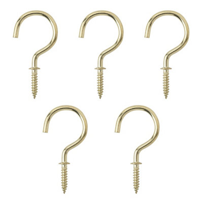 Diall Brass-Plated Round Cup Hook (L)46.5Mm, Pack Of 25