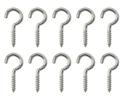 Diall Metal J-Shaped Single Hook (W)11Mm, Pack Of 10