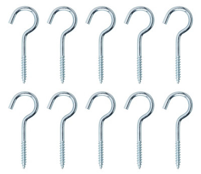 Diall Zinc-Plated Extra Large Cup Hook (L)80Mm, Pack Of 10