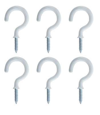 Diall White Medium Cup Hook (L)20Mm, Pack Of 6
