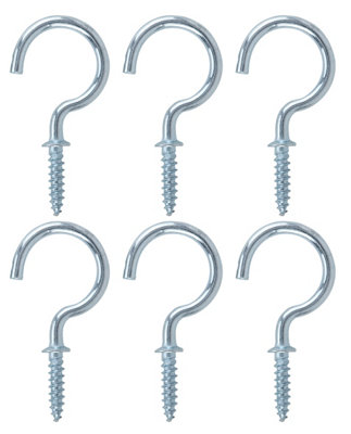 Diall Zinc-Plated Medium Cup Hook (L)20Mm, Pack Of 6