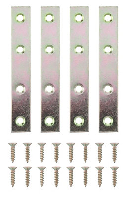 B&Q Zinc-Plated Steel Mending Plate (L)100Mm (W)16Mm (T)1.5Mm, Pack Of 4